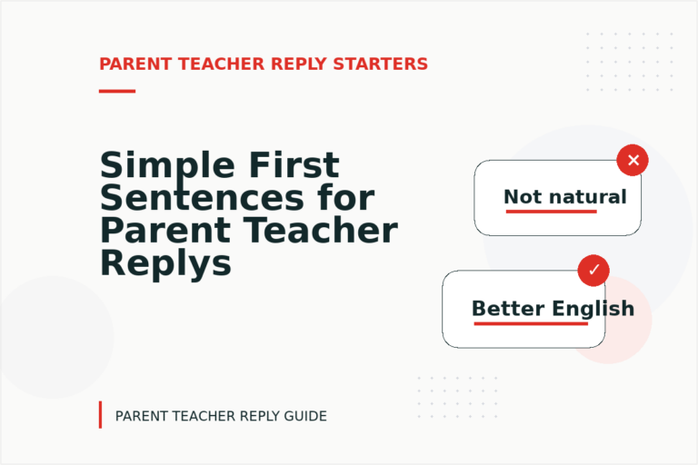 Simple First Sentences for Parent Teacher Replys