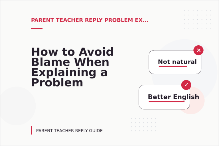 How to Avoid Blame When Explaining a Problem in Parent Teacher Reply English