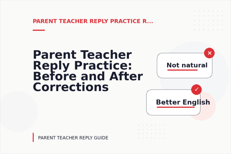 Parent Teacher Reply Practice: Before and After Corrections Parent Teacher Reply Practice: Before and After Corrections